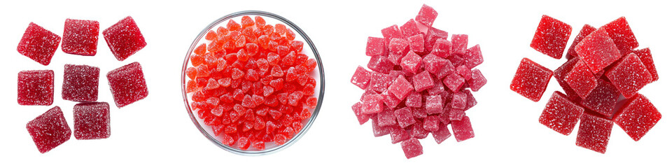 Poster - The candied fruit of a multicolored pineapple is isolated on a white background.