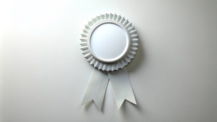 Canvas Print - Blank award badge with white ribbon on white background