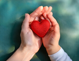 an image of red engagement box holding by hand of young girl