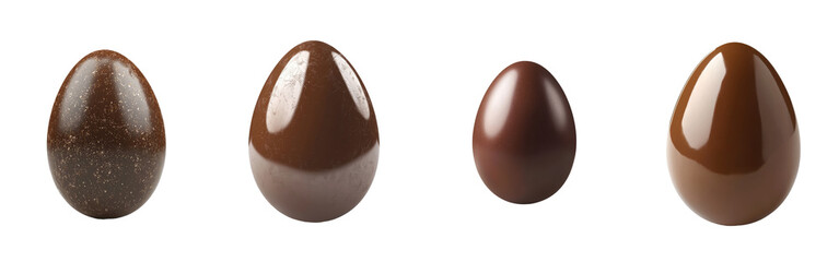 Poster - The dark chocolate egg is isolated on a white background, clipped using a clipping path and focusing on the whole image