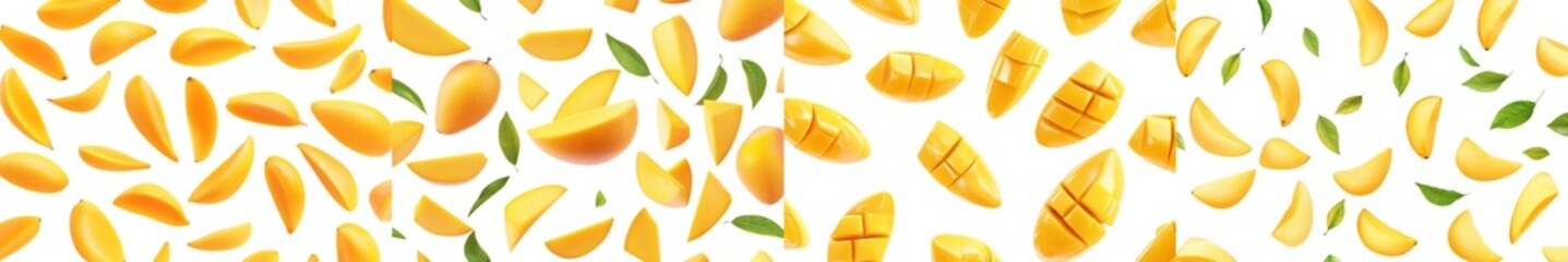 Aufkleber - Isolated falling mango, selective focus on white background