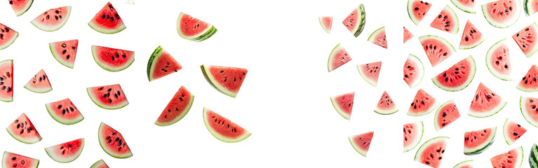 Poster - Without seeds, falling watermelon isolated on white background, clipping path, full depth of field