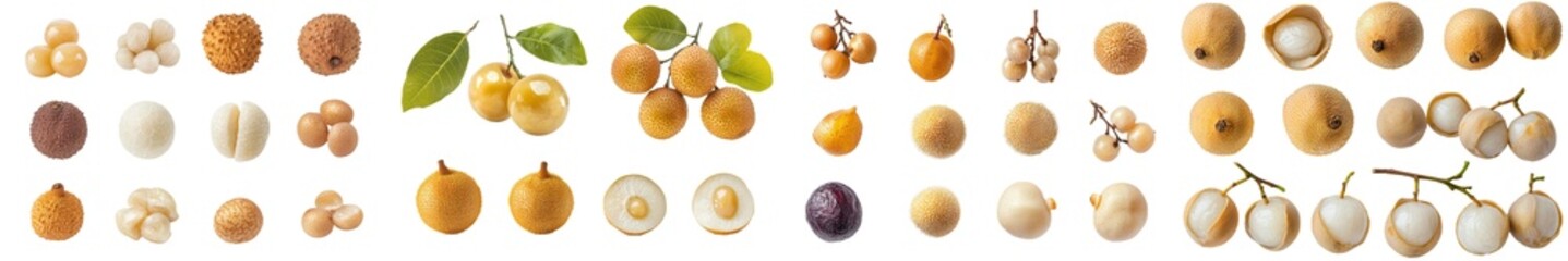 Poster - Detailed image of longan, isolated on white, clipped path with full depth of field