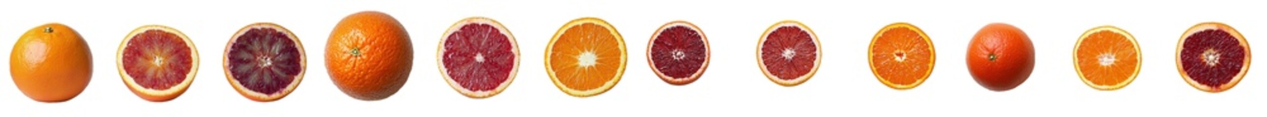Poster - A slice of red blood orange on a white background with a clipping path and a full depth of field.