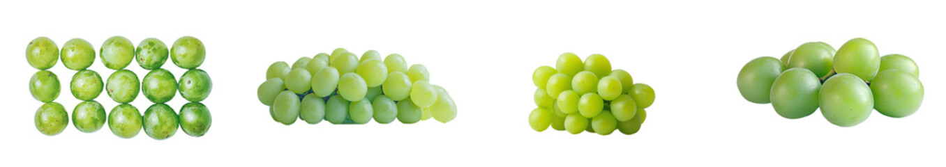 Poster - Full depth of field, green grape bunch isolated on white