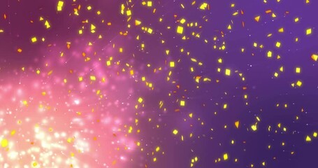 Sticker - Colorful confetti falling animation over pink and purple background