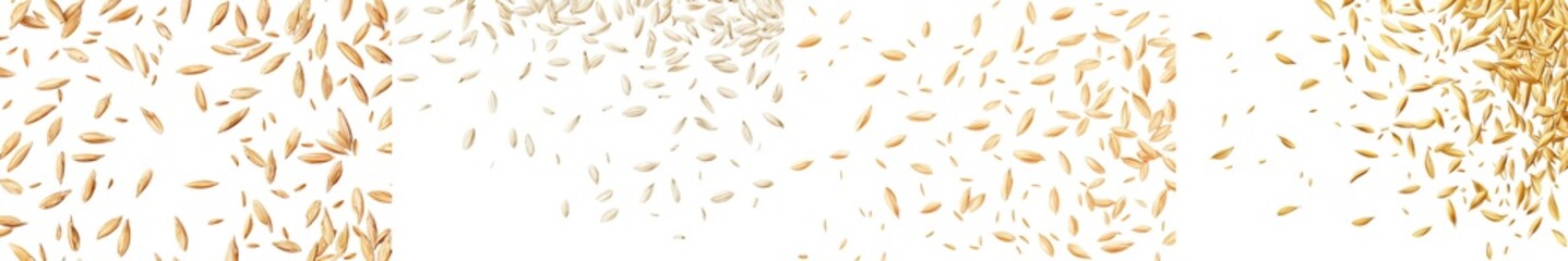 Poster - The falling rice is isolated on a white background and is selectively focused