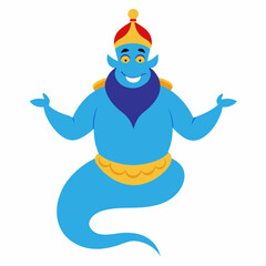 Wall Mural - genie magic cartoon vector illustration