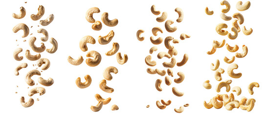 Poster - Full depth of field image of an isolated falling cashew nut on a white background