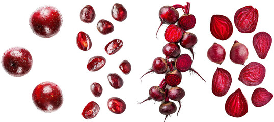 Poster - Falling beetroot isolated on white background with depth of field