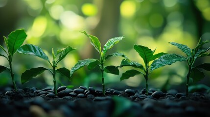 Poster - Coffee Plant Saplings Emerging From Soil