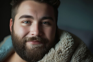 Sticker - A man with a beard wearing a fur coat.