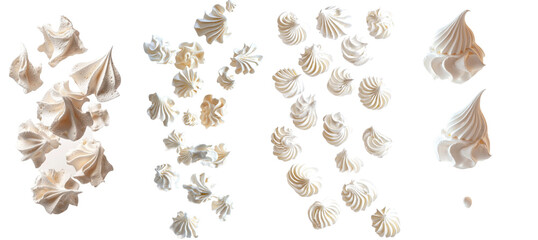 Aufkleber - Spectacular fall of meringue, zephyr, and marshmallow on white background, full depth of field.