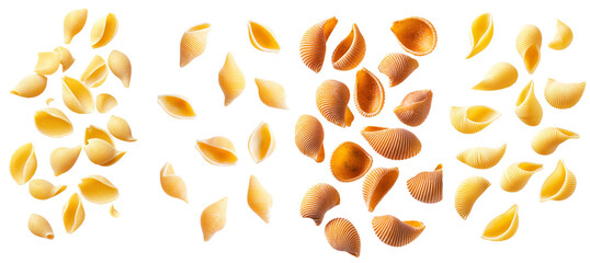 Aufkleber - Uncooked Italian Pasta falling from the sky, on a white background, with a full depth of field