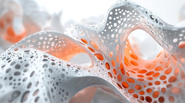 Abstract organic structure with orange accents in a light background