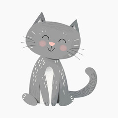 Poster - Cute cartoon gray cat