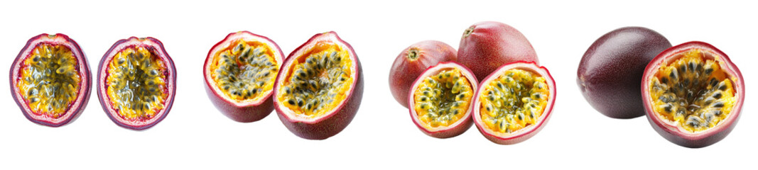 Poster - Full depth of field image of passionfruit isolated on white