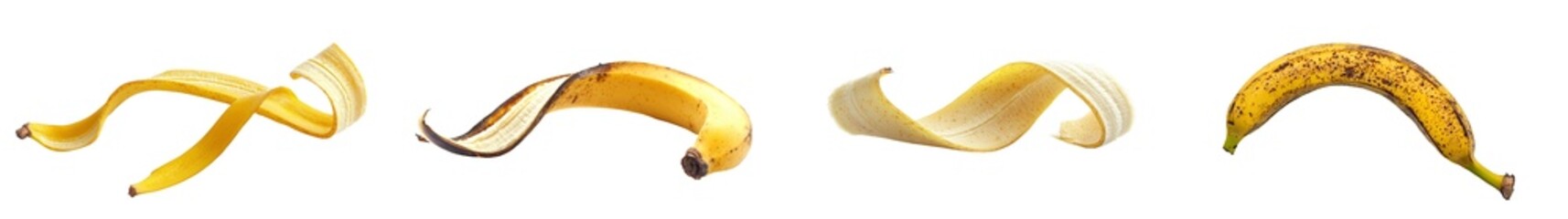 Poster - Isolated banana, half-peeled, with full depth of field, on white background