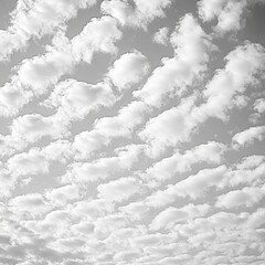 Sticker - A monochrome image of a vast, cloud-filled sky.