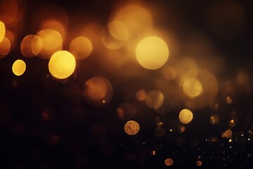 Poster - Golden bokeh lights create a dreamy atmosphere during an evening event with blurred background and soft focus