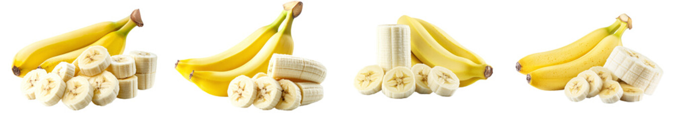 Poster - Isolated banana bunch with depth of field over a white background