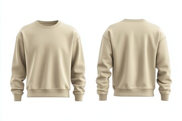 Wall Mural - A beige sweatshirt displayed from front and back views.