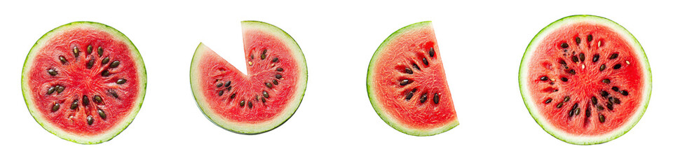Poster - The top view of sliced watermelon on white background, isolated from the rest of the background