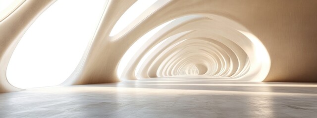 Poster - Abstract modern architecture backdrop featuring a spacious open interior environment 3D rendering