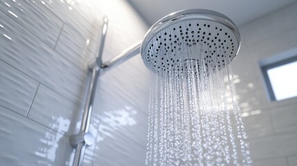 Fototapete - Close up 3D rendering of a shower in a bathroom