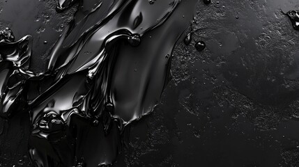 Poster - Art abstract paint blots background in black colors featuring a marble texture presented as a 3D cartoon rendering Horizontal long banner