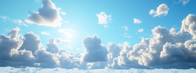Aufkleber - Bright natural texture of a sky filled with small clouds in a 3D cartoon rendering