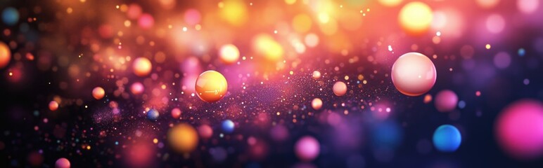 Poster - Colorful abstract particles in a 3D cartoon presentation background