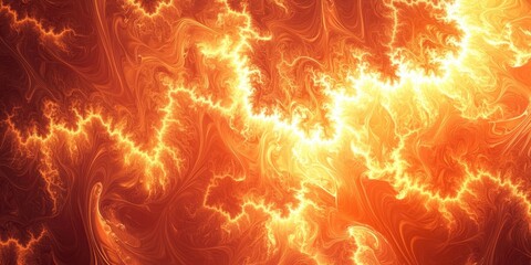 Leinwandbilder - Flame fractal background featuring prominent fire and orange hues rendered in 3D cartoon style