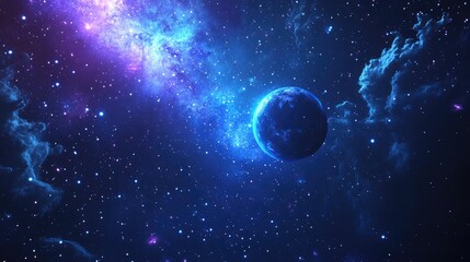 Aufkleber - Stars of a planet and galaxy in a free space depicted in a 3D cartoon rendering
