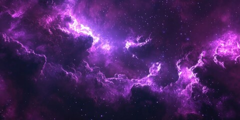 Poster - Purple nebula in outer space depicted through 3D cartoon rendering