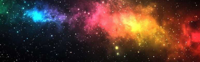 Aufkleber - Abstract background for space galaxy spectrum concept featuring a colorful display of stars in a rainbow color palette set against a dark backdrop 3D cartoon rendering of this vibrant scene enhanc
