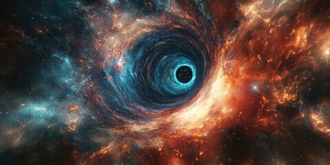 Poster - Fractal image illustrating a wormhole in deep space created with 3D cartoon rendering