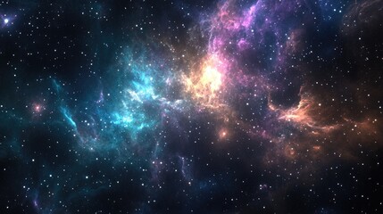 Concept of space light and interstellar stars and nebulae in 3d cartoon rendering