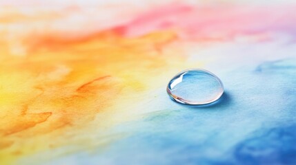 Poster - Water droplet resting on a painted watercolor surface