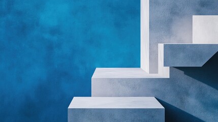 Poster - Geometric form set against a blue backdrop