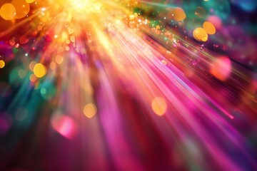 Poster - colorful light rays and bokeh create a vibrant atmosphere during an evening celebration in a lively 