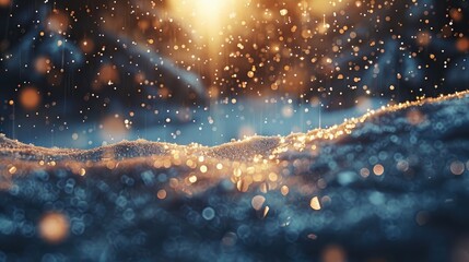 Aufkleber - Christmas background with falling snow selective focus Beautiful Winter night landscape Nature Winter background with Copy Space for design