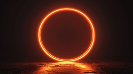 Poster - Neon orange circle against a dark backdrop