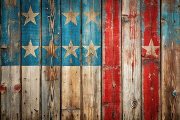 Wall Mural - Rustic weathered red blue patriotic background with forced perspective