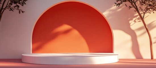 Poster - Abstract 3D render featuring a mock up podium for product display minimalist concept geometric backdrop and product showcase