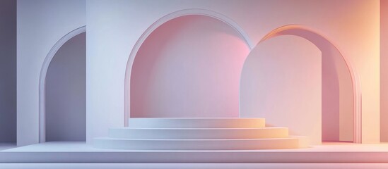 Poster - Abstract fantasy podium display 3D rendering