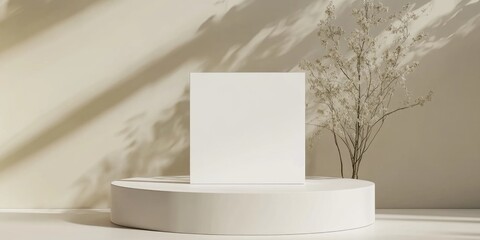 Aufkleber - Blank white postcard mockup on a podium 3D rendering