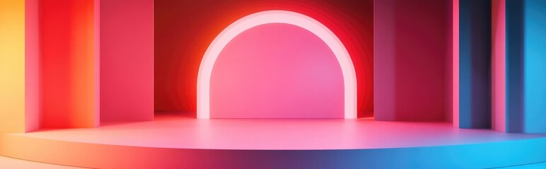 Poster - Minimalist geometry mockup featuring abstract pastel pink backdrop in 3D rendering