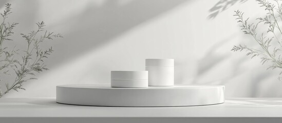 Poster - White podium for cosmetic products against a white background 3D rendering