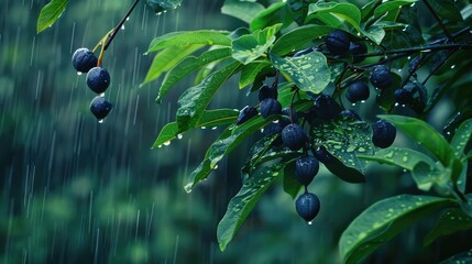 Poster - jamun tree with New leaf in rain